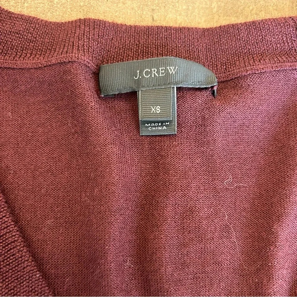 J Crew Burgundy Bell Sleeve Sweater 100% Merino Wool Size XS - Picture 4 of 9